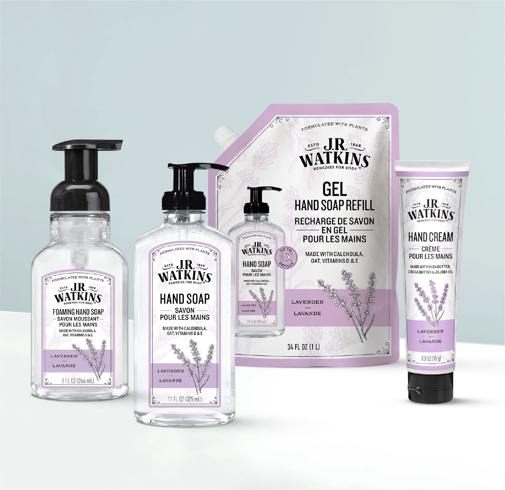 J.R. Watkins Moisturizing Foam Hand Soap Dispenser 3 Pack, Lavender 9 fl oz