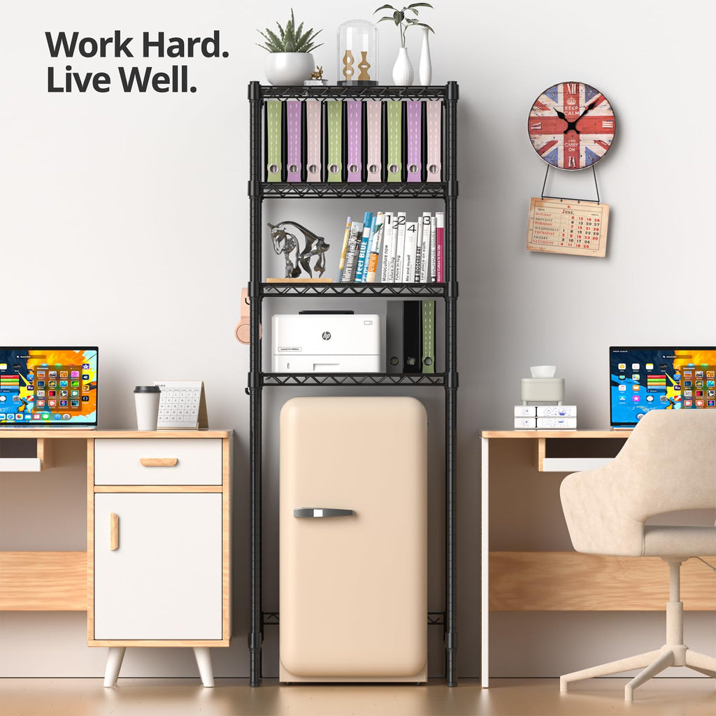 Hodonas Adjustable Mini Fridge Shelf, Black, 26.58" W x 20.28" D x 78.35" H