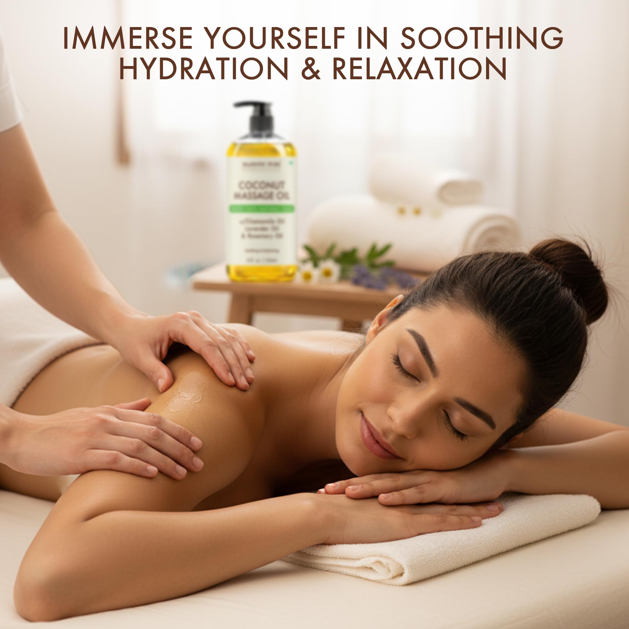 Majestic Pure Coconut Massage Oil, Moisturizing Body Oil, 8 Fl Oz