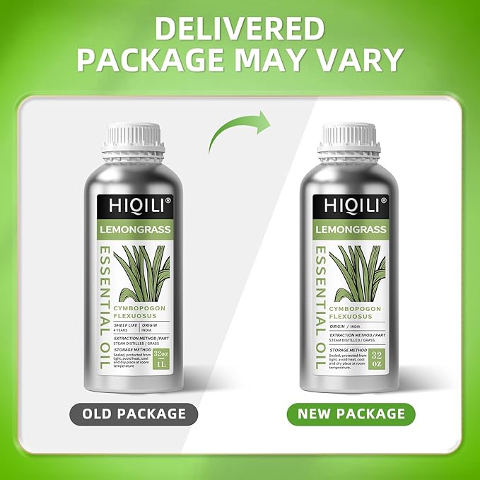 HIQILI Lemongrass Essential Oil Large Capacity for Body Massage