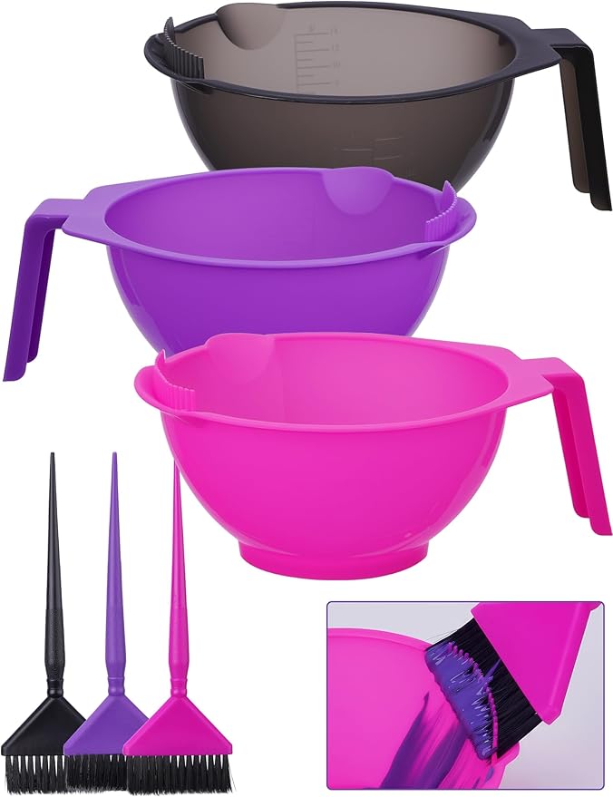 NiHome Hair Dye Brush Bowl Set, Color Mixing Bowls for Hairstylist, 3 Pack