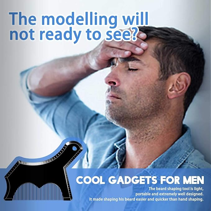 Beard Shaping Tool Trimmers for Men, Kucheed Beard Shaper with Inbuilt Comb Cool Care Black Transparent, Beard & Mustache Trimmers Cut Buddy Beard Lineup Tool Styling Template Comb barber Accessories