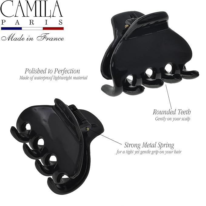 Camila Paris CP3659 French Hair Clip for Women, Small 2 inches Girls Hair Claw Clips Jaw Fashion Durable and Styling Hair Accessories for Women, Strong Hold No Slip Grip, Made in France