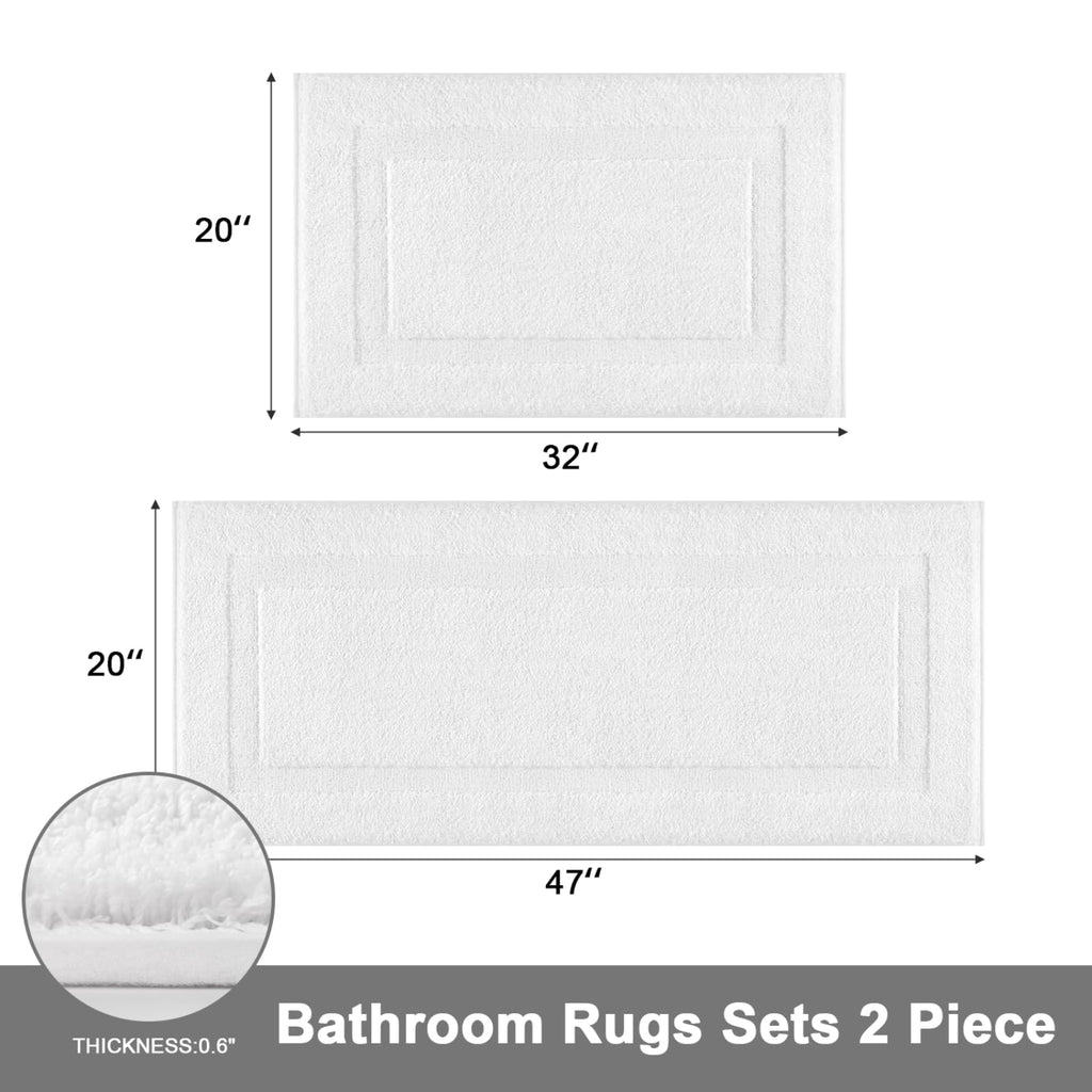 SHACOS Soft Microfiber Bathroom Rugs Set of 2 Pieces, White