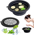 PETIMETI Ice Bowl for Face with Built-in Ice Tray, Foldable Silicone Face Bowl for Ice, Facial Ice Bath Bowl, Skin Tightening & Acne Relief, Portable Ice Face Bowl for Home Travel - Black