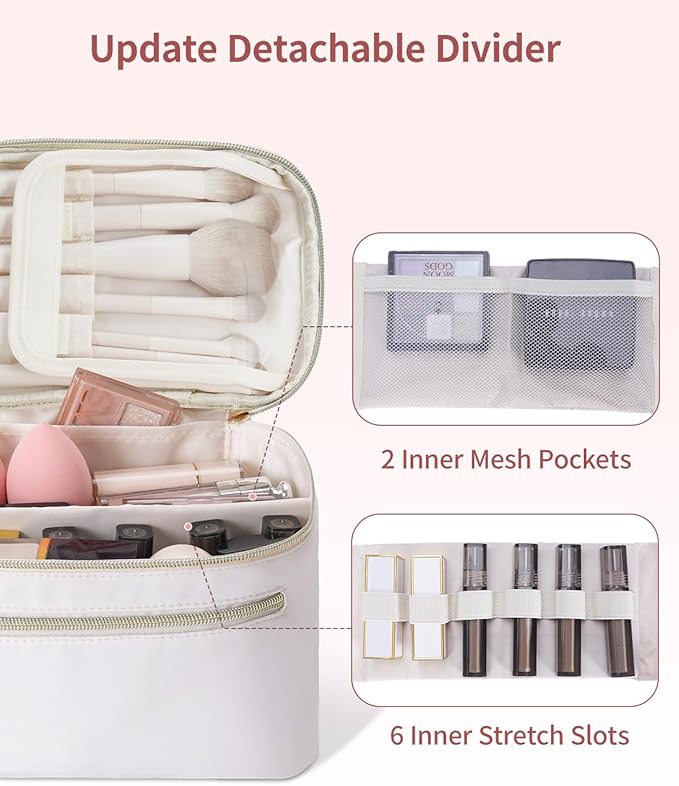 Wandering Nature Makeup Bag, Women Travel Make Up Vanity Case with Handle