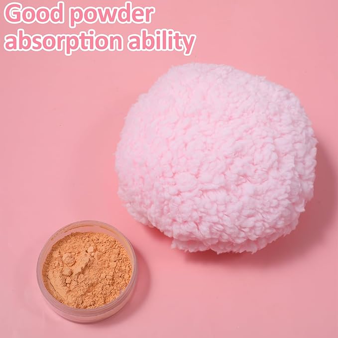 Body Puff, 6 "x 3" Extra Large Ultra Soft Fluffy Sponge Plush Big Powder Applicator Pink Washable Reusable Durable Round Face Body Makeup Puff for Women (Pink)