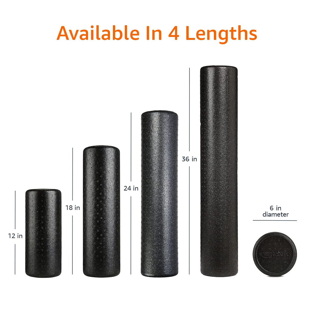 High-Density Foam Roller for Exercise, Stretching and Muscle Recovery, 36 Inches, Black