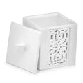 Creative Scents Mirror Janette White Qtip Holder With Lid - Decorative Cotton Ball Jar - Durable Cotton Swab Container - Beautiful Bathroom Vanity Accessories - Elegant Bath Storage