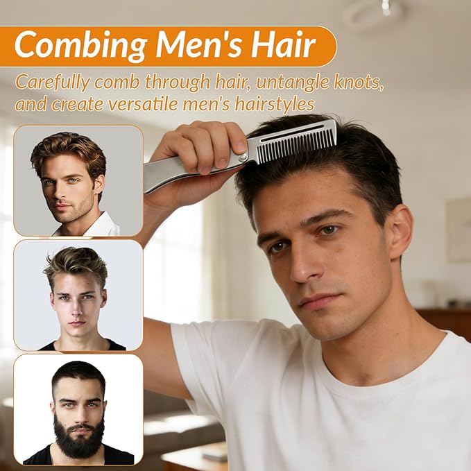 Hair Combs for Women and Men Folding Beard Comb Stainless Steel is Durable