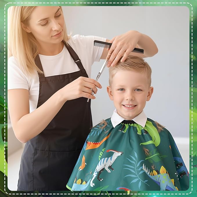 3 Pack Kids Hair Cutting Cape, Professional Barber Cape for Children with Fun Designs, Waterproof Haircut Capes Accessories for Kids Salon Barber Styling and Home Use (3 Styles)