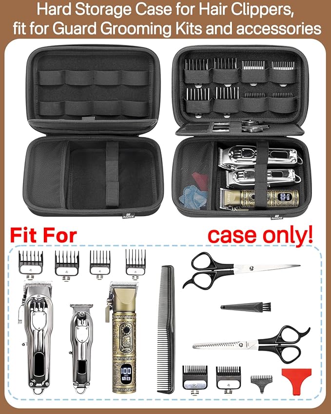 RAIACE Hard Storage Case Compatible with Hair Clippers, Protective Carrying Bag for Barber Accessories/for Guard Grooming Kits. (case only) - Black