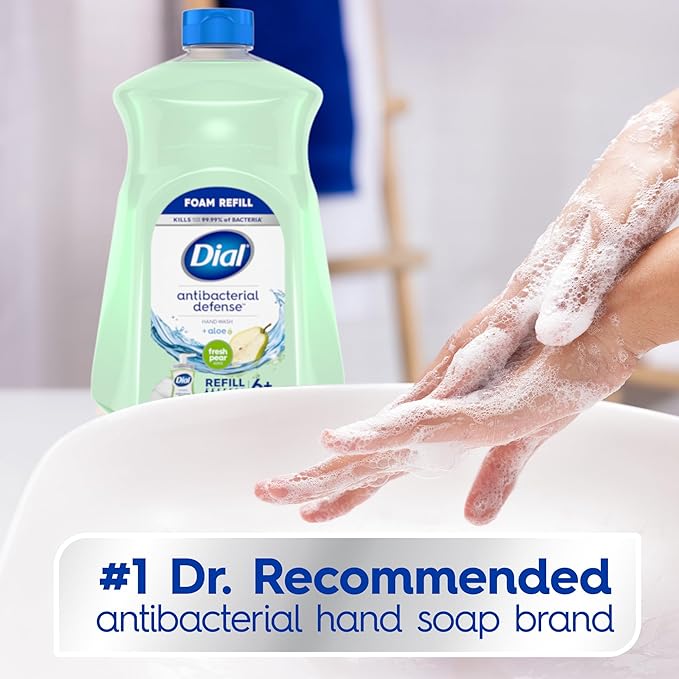 Dial Antibacterial Foaming Hand Soap Refill, Fresh Pear, 52 fl oz (Pack of 2)