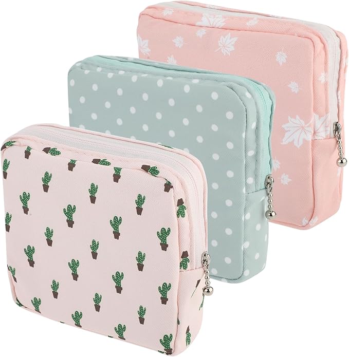 Abeillo Sanitary Napkin Storage Bags 3Pcs Menstrual Cup Pouches Nursing Pad Holder Tampon Bags Portable Period Bag Feminine Pouch for Girls