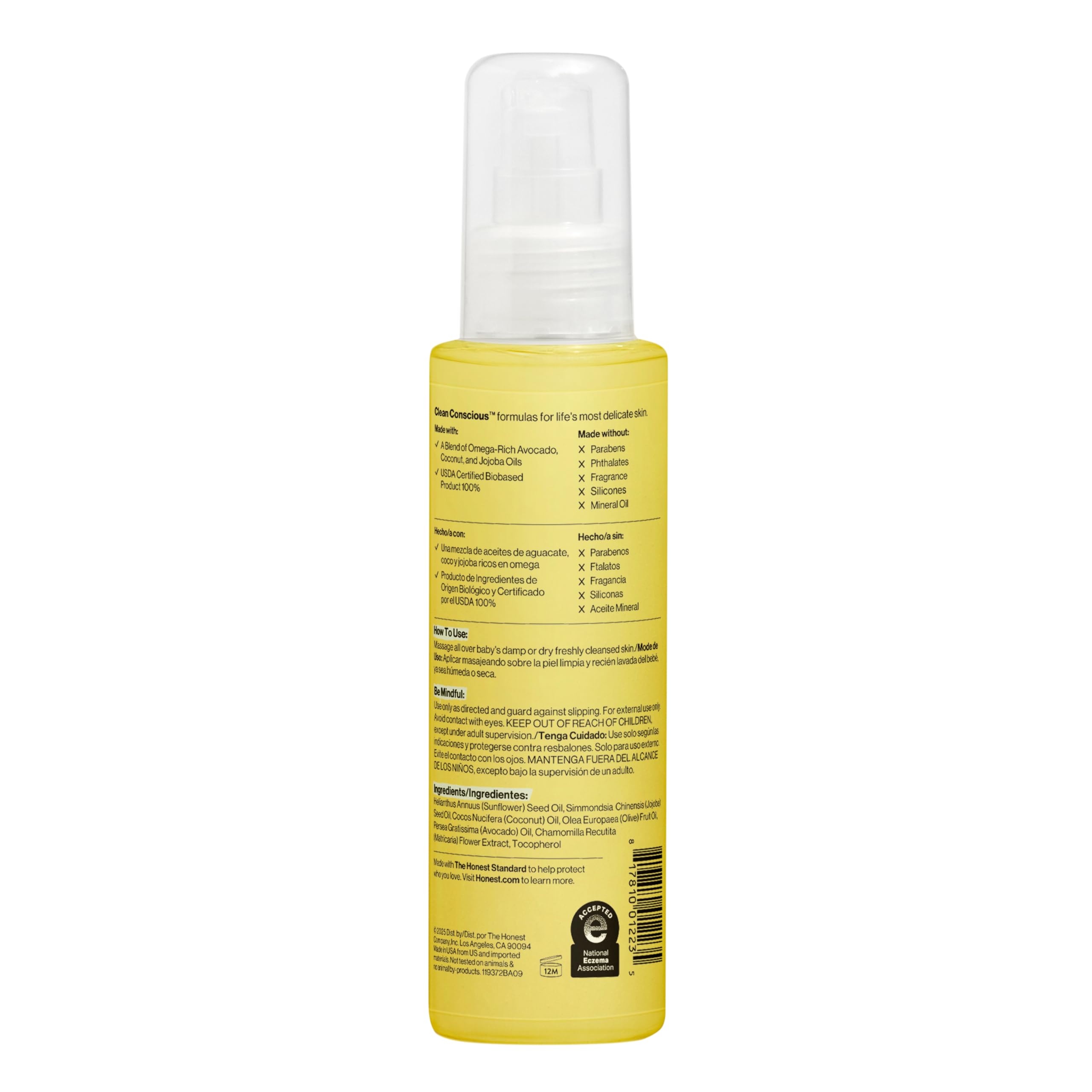 The Honest Company Body Oil, Hypoallergenic, Fragrance-Free, 4.0 fl oz