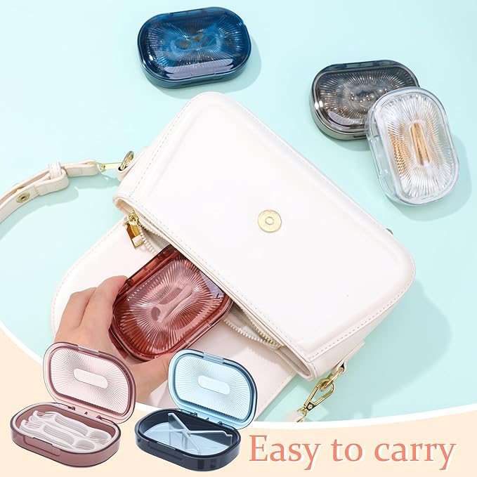 bomyarJr 4 Pcs Qtip Holder Hair Tie organizer Small Container Portable Travel Qtips Case Cotton Swab Holder Flosser Dispenser 4 Soft Colors 3.94 x 2.76 Inch