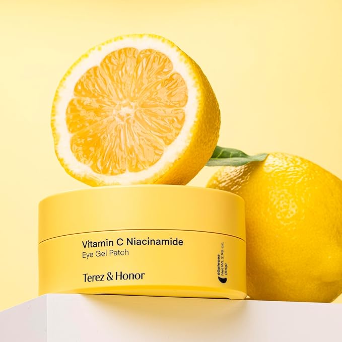 Terez & Honor Vitamin C Eye Patches - 60 Pcs Korean Brightening & Hydrating Under Eye Masks with Tranexamic Acid, Hyaluronic Acid - Dark Circles, Puffiness & Wrinkle Hydrogel Pads, Vegan, No Fragrance