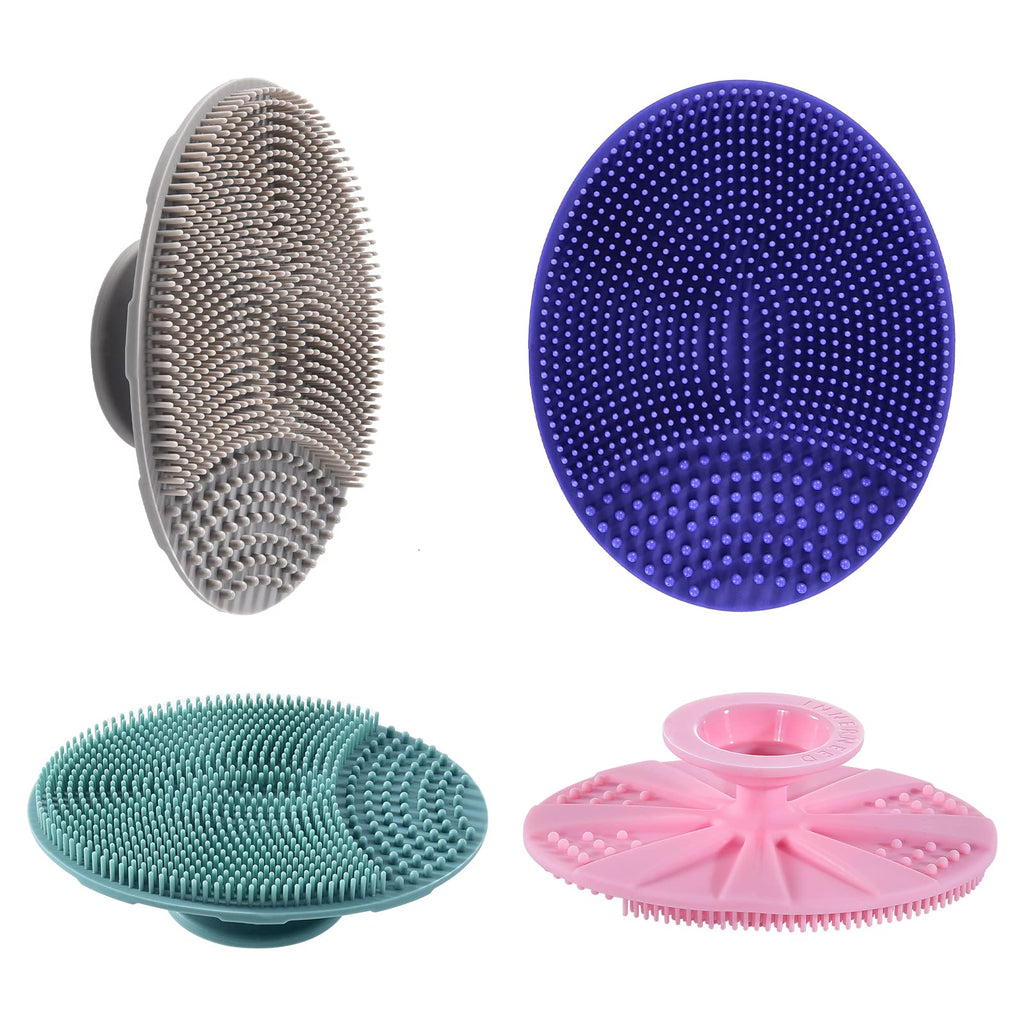 Soft Silicone Facial Cleansing Scrubber Hygienic Face Brush, Pack of 4