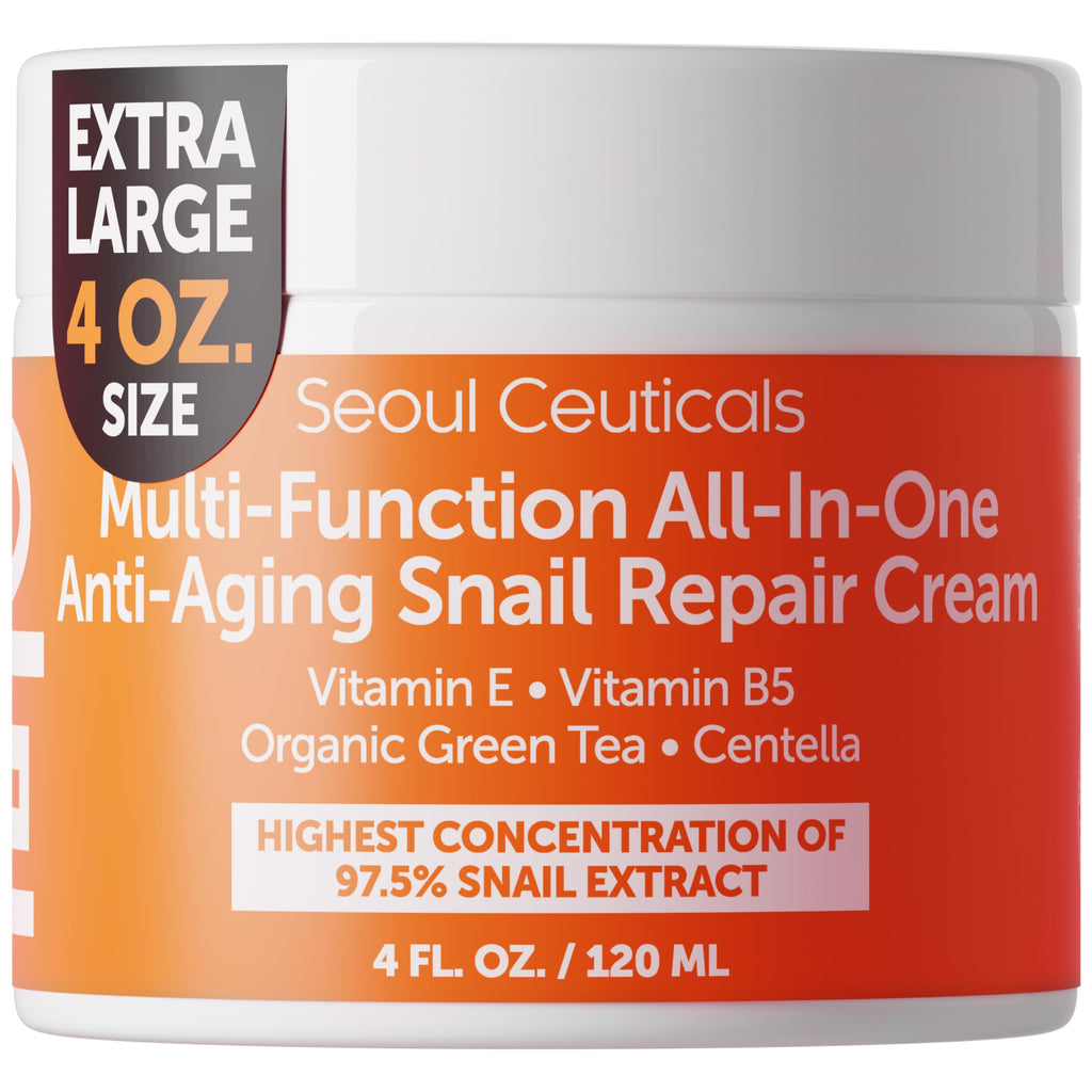 SeoulCeuticals 97% Snail Mucin Korean Face Moisturizer Skin Care Cream 4oz
