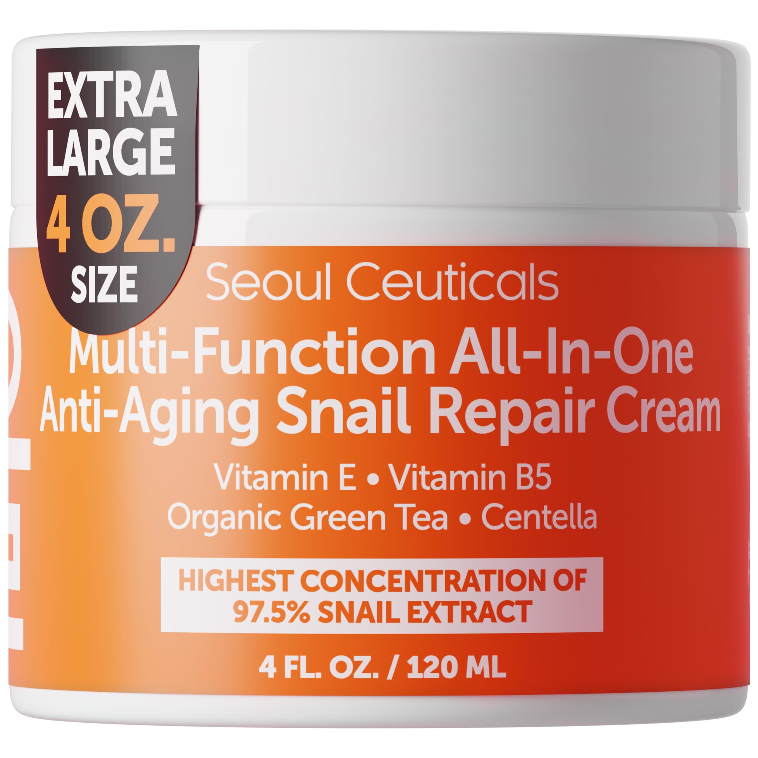 SeoulCeuticals 97% Snail Mucin Korean Face Moisturizer Skin Care Cream 4oz