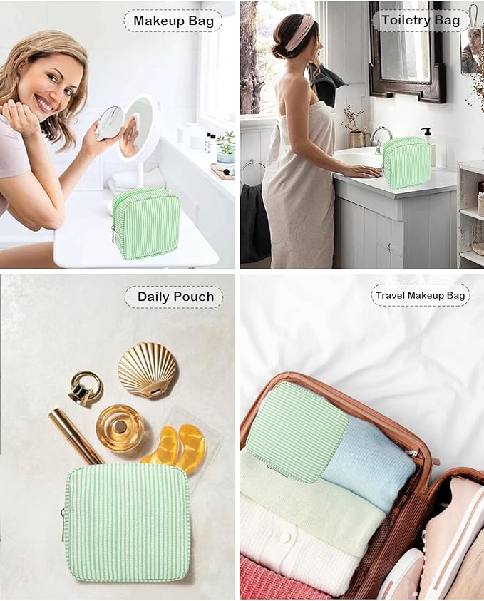 Small Makeup Bag, Mini Makeup Pouches for Purse Cute Cosmetics Bag Pouch with Slip-in Pockets Small Travel Toiletry Bag Makeup Storage Bag Lipstick Organizer Purse Essentials