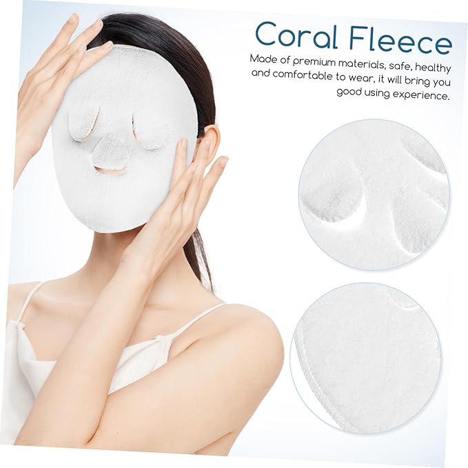2Pcs Thick Coral Fleece Facial Towels for Hot Cold Compress Soft Face Care Towels for Skin Soothing and Cooling for Women White
