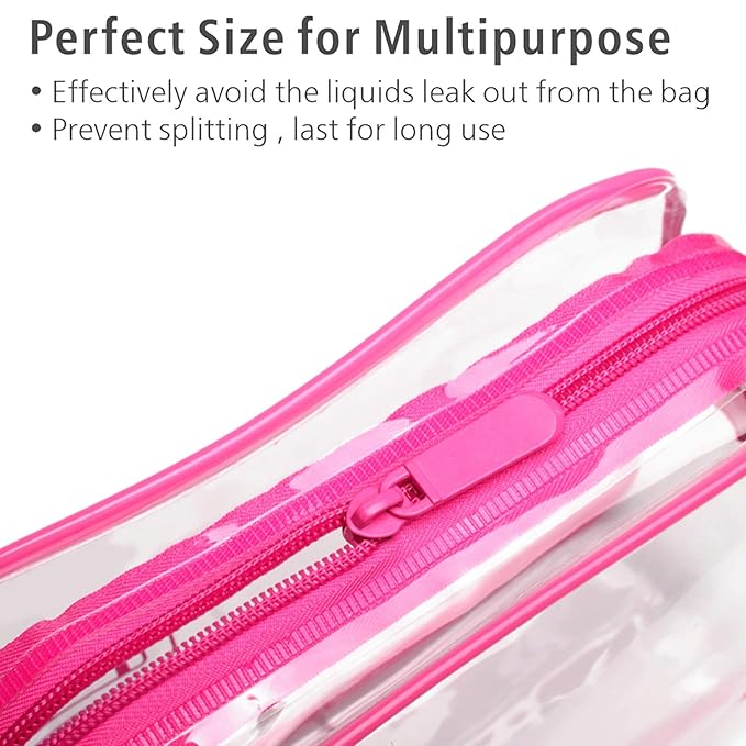 PACKISM TSA Approved Toiletry Bag - Clear Makeup Bag Travel, Fuchsia Pink