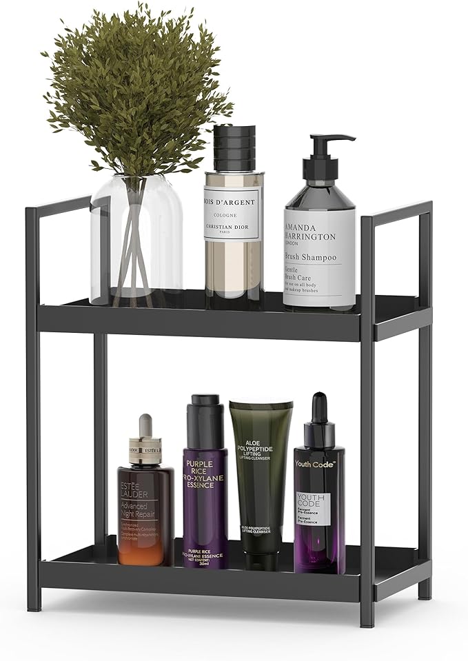 Oasiteege 2 Tier Mens Bathroom Counter Shelf Organizer for Skincare Makeup