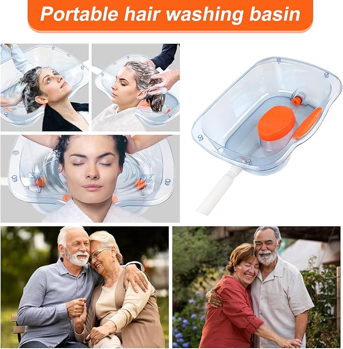 Hair Washing Basin for Bedridden, Portable Shampoo Bowl, Basin at Home for the Elderly, Hair Cuts and Coloring for the Elderly, Disabled, Bedridden and Handicapped, Blue