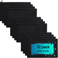 ZeeDix 12 Pieces Canvas Zipper Pouch Bulk, 8.3 x 5 inches DIY Craft Makeup Travel Cosmetic Pouch Multipurpose Bulk Toiletry Blank Stationery Black Cotton Canvas Bag with Zipper