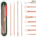 FEITA Blackhead Remover Pimple Comedone Extractor Tool, Stainless Acne Tools Pimple Popper Removal Kit, Zit Whitehead Popping Needle for Nose & Face, Rose Gold 4Pcs