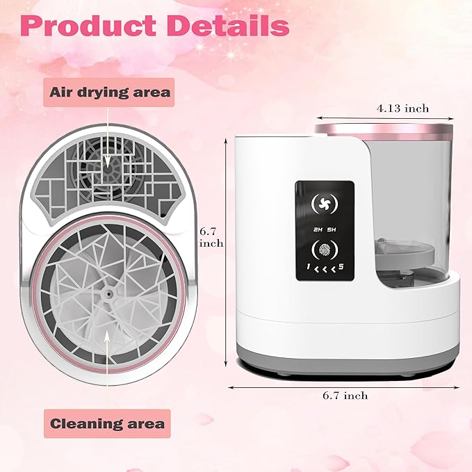 AOOFCMLLC Makeup Brush Cleaner 3 in 1 Electric Makeup Brush Cleaner and Dryer, Automatic Brush Cleaner Machine with Multi-Hour Drying Settings, Portable Design for All Makeup Brush Types