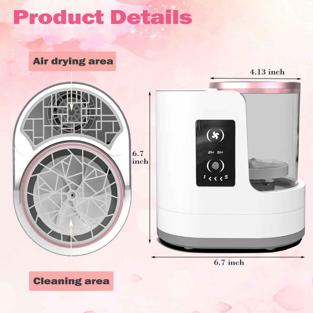 AOOFCMLLC Makeup Brush Cleaner 3 in 1 Electric Makeup Brush Cleaner and Dryer, Automatic Brush Cleaner Machine with Multi-Hour Drying Settings, Portable Design for All Makeup Brush Types