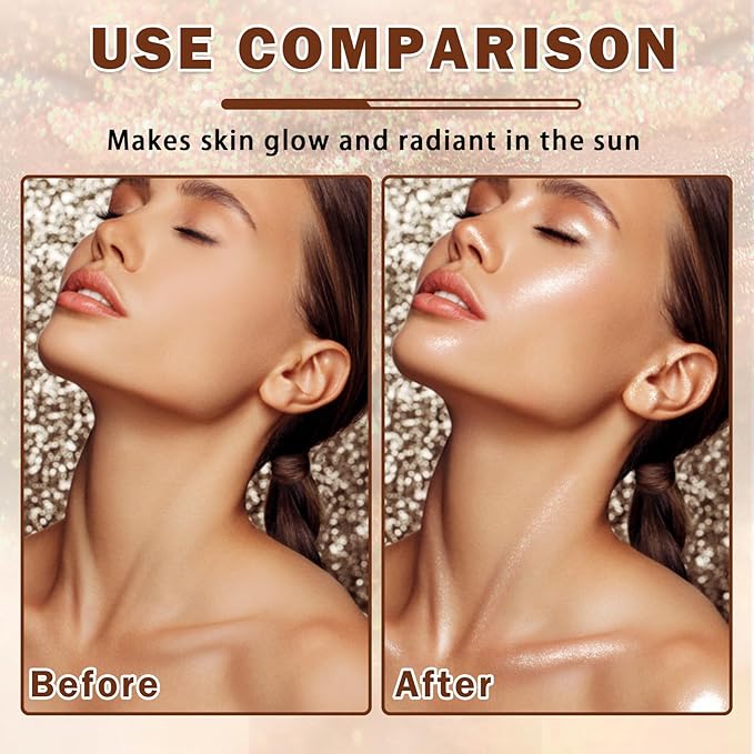 LZXLUKGIR Shimmer Body Oil,Glitter Sunscreen,SPF 45 Broad Spectrum,Lightweight Moisturizing Body Glow Oil,Water Resistant,Glowing Results,01 Rose Gold