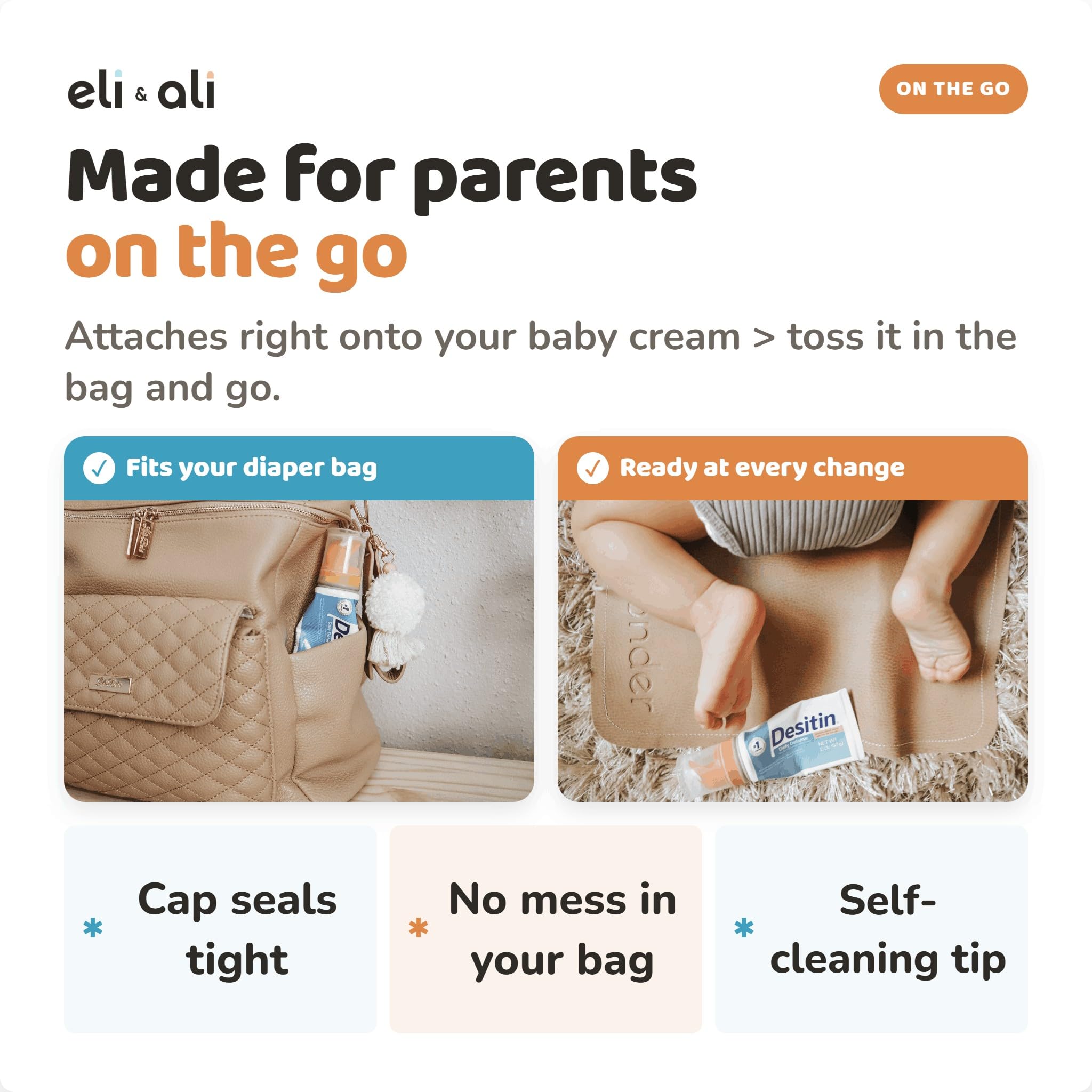Eli & Ali Tush Swiper - Diaper Cream Applicator Fits Most Creams, Pink 3pk