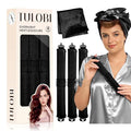 TULOBI 3 Pcs Heatless Curls Overnight - Velvet Heatless Hair Curler with Satin Scarf, Overnight Jumbo Rods, Blowout Hair Curlers to Sleep in for Fine/Thick/Long Hair (Black)