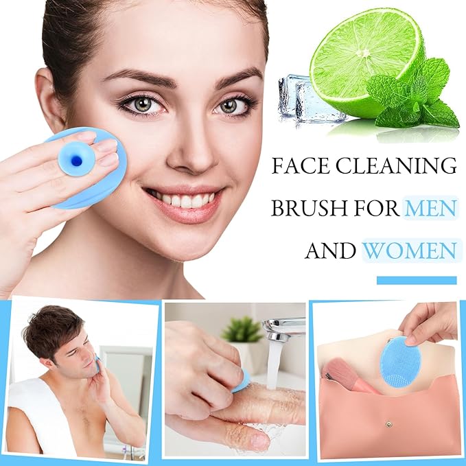 Nuogo 40 Pack Facial Cleansing Brush Face Scrubber Face Exfoliator Exfoliating Brush Soft Silicone Scrubber Handheld Wash Scrub Pad Tool for Deep Cleaning Pore Blackhead Skin Care Women (Blue)