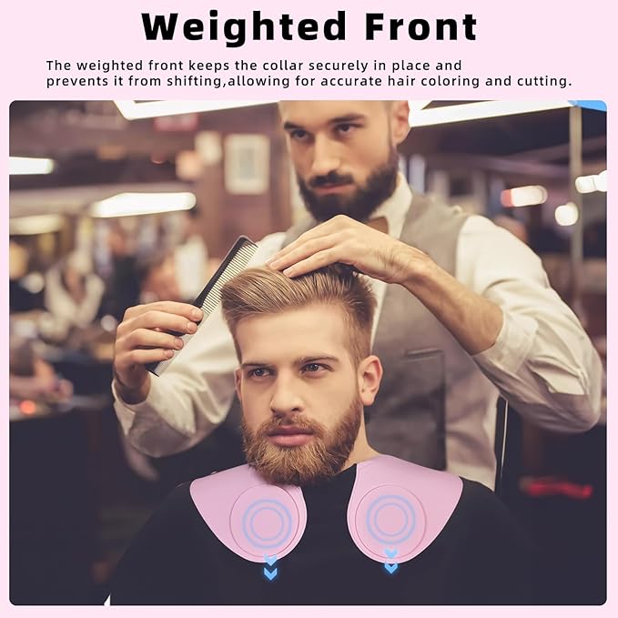 Professional Hair Cutting Cape with Geometric Grid Pattern, Longer Silicone Waterproof Cutting Mat,Neck Guide (Pink)