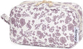 Narwey Small Makeup Bag for Purse Travel Makeup Pouch Mini Cosmetic Bag Zipper Pouch for Women (Dusty Pink Flower, Small)