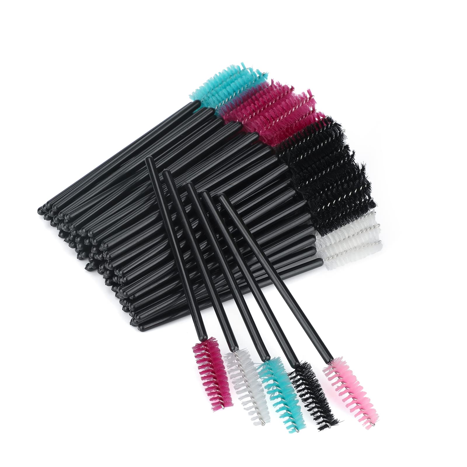 G2PLUS 100PCS Disposable Eyelash Brushes, Adjustable Mascara Wands Makeup Applicator, Lash Spoolies Brushes for Eyelash Extensions and Eyebrows (Multi-colored)