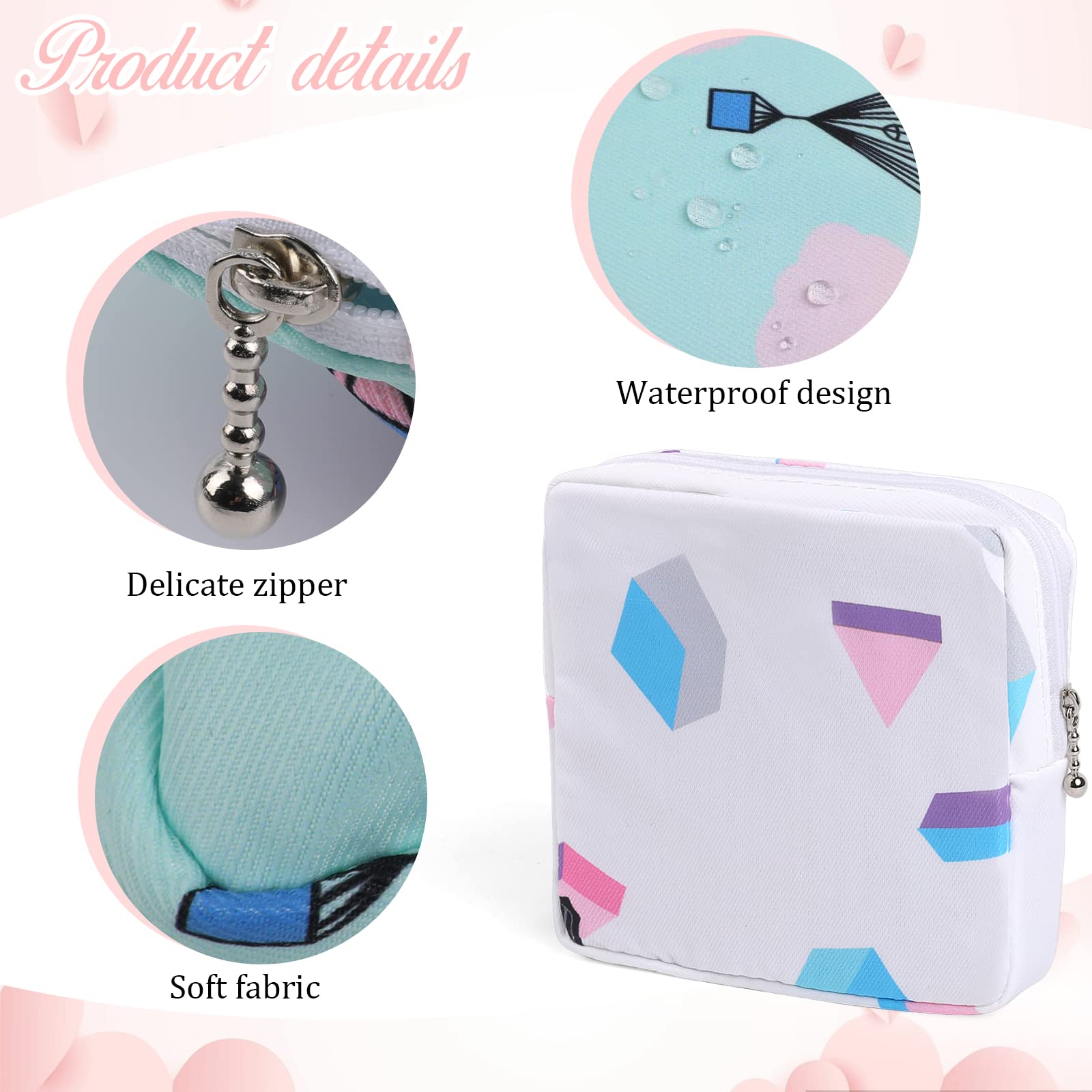 Vin Beauty 3pcs Period Bag,Period Pouch,Sanitary Napkin Storage Bag, Portable Reusable Menstrual Pads Bags,Tampon Storage Pouch for Women Teen Girls,pad Bag,Feminine Care,tampons Holder for Purse