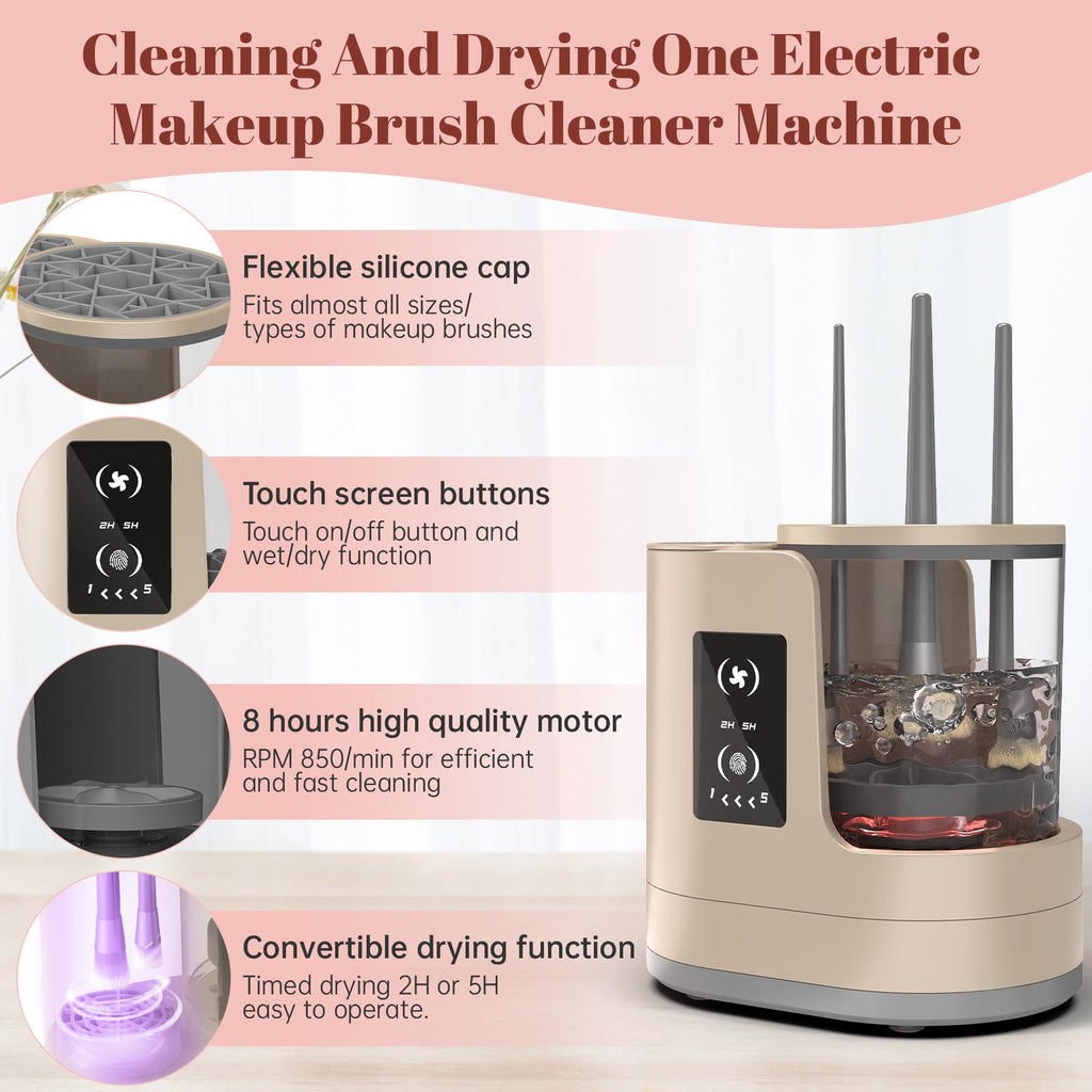 3 IN 1 Electric Makeup Brush Cleaner Machine With Makeup Brush Dryer-Holder-Portable Automatic USB Cosmetic Brushes Cleaner Tool for All Size Beauty Makeup Brush Set,Eyeshadow, Blush Brush