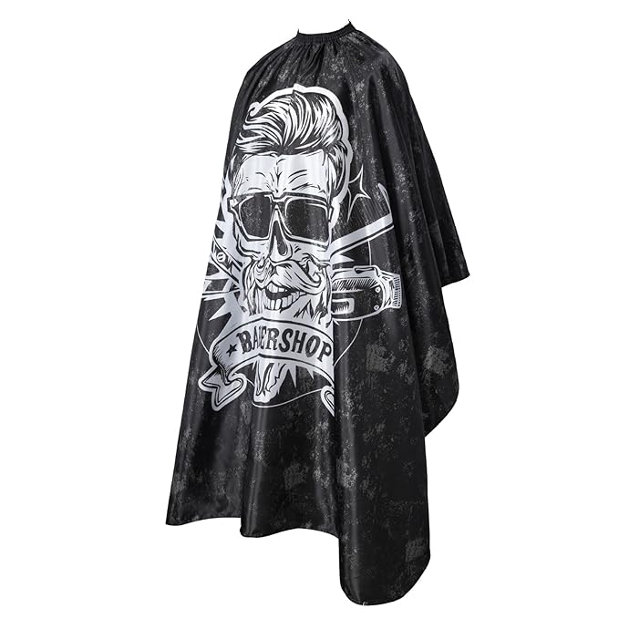 64x56 Inch Professional Barber Cape for Men - Waterproof Hair Cutting Cape with Elastic Neck & Adjustable Closure, Salon Grade Styling Cape (Black)