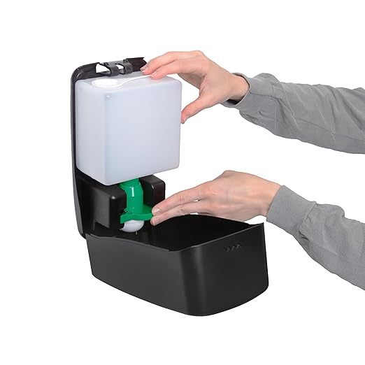 San Jamar Timeless Manual Foam Soap Dispenser, Black, Universal Bulk Soap Compatible, Wall Mount, with Viewing Window