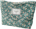 SxoSyo Floral Makeup Bags, Canvas Cosmetic Bags for Women, Green