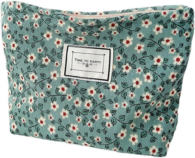 SxoSyo Floral Makeup Bags, Canvas Cosmetic Bags for Women, Green