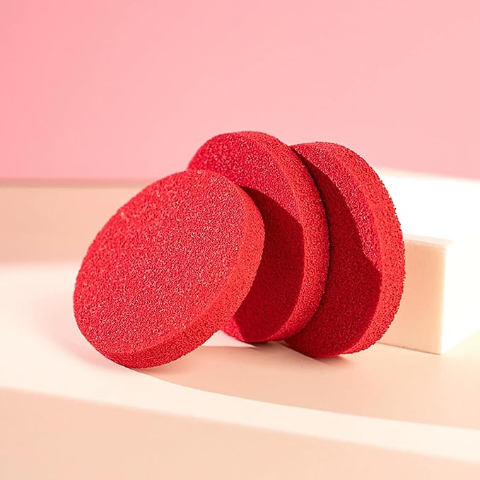 18 Pcs Extra Thick Red Cosmetic Sponge Skincare Facial Sponges Round Makeup Sponge Remover Face Wash Sponges Reusable For Cleansing