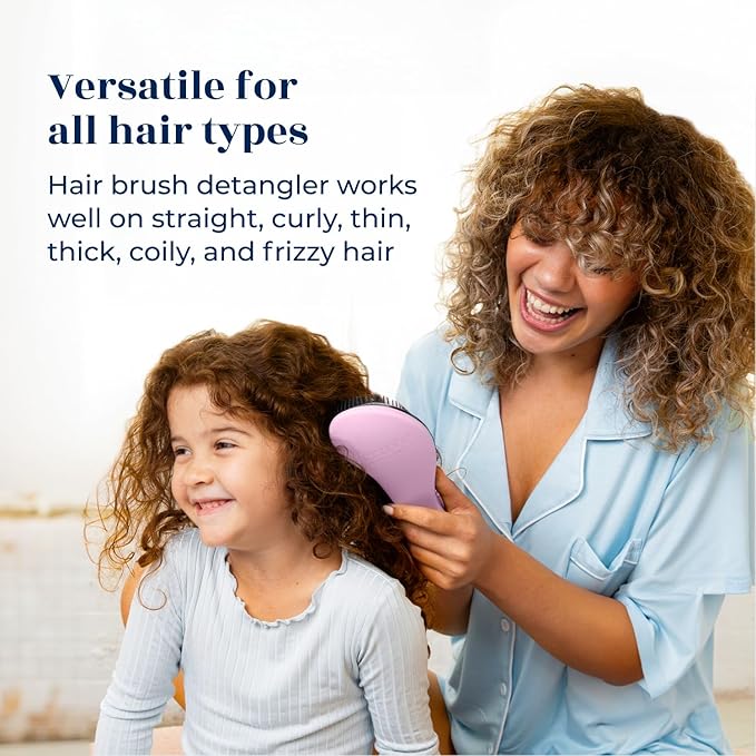 Crave Naturals Glide Thru Detangling Brush For Natural, Curly, Straight, Wet or Dry Hair - Gentle Detangler Brush Styling Tool for Adults, Kids, Toddlers and Little Girls - 8.4x3.4", Pink