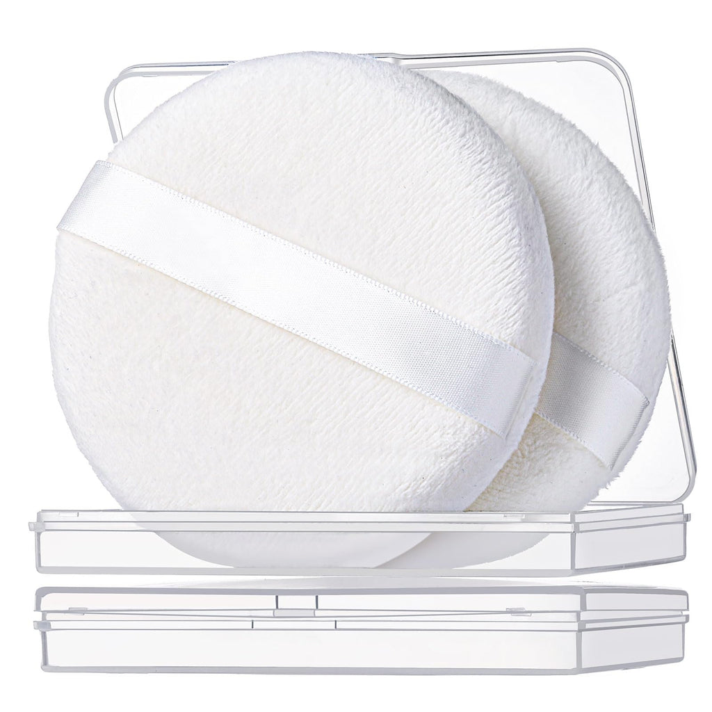 Teenitor 2pcs Powder Puff 3.54inch Medium Body Powder Puff for Body Powder and Container White
