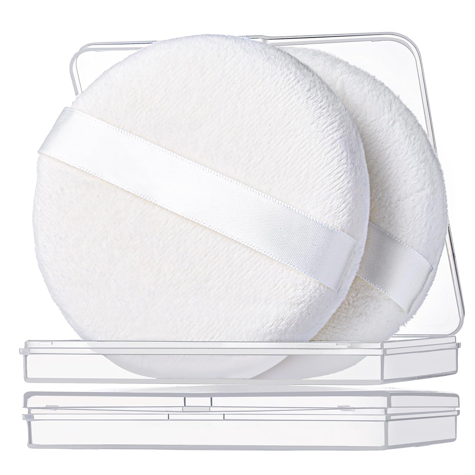 Teenitor 2pcs Powder Puff 3.54inch Medium Body Powder Puff for Body Powder and Container White
